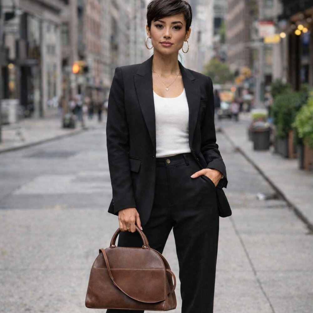 Vintage Chocolate Brown Italian Leather Handbag